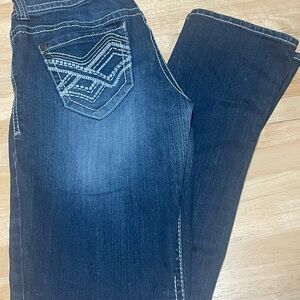 Hydraulic Dark Indigo Bootcut Jeans with White Stitching
